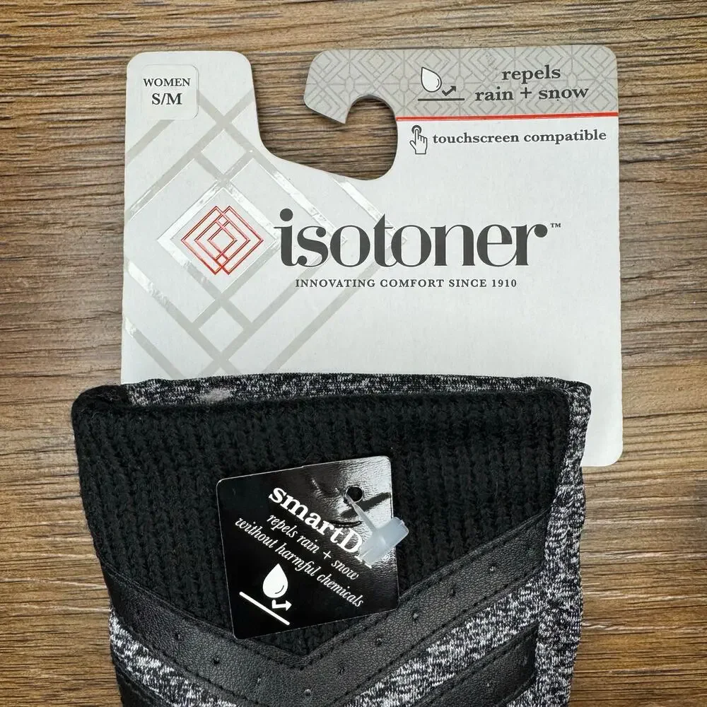 Isotoner smartDri black gloves touchscreen compatible women S / M - Picture 3 of 8